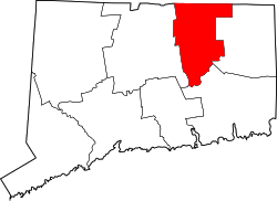 Karte von Tolland County innerhalb von Connecticut