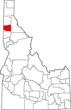 Karte von Benewah County innerhalb von Idaho