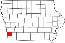 Karte von Mills County innerhalb von Iowa