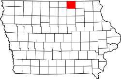 Karte von Mitchell County innerhalb von Iowa
