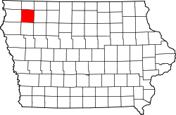 Karte von O'Brien County innerhalb von Iowa
