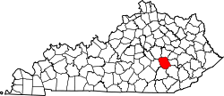 Karte von Jackson County innerhalb von Kentucky