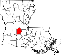Karte von Evangeline Parish innerhalb von Louisiana