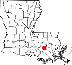 Karte von Saint James Parish innerhalb von Louisiana