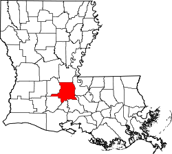 Karte von Saint Landry Parish innerhalb von Louisiana