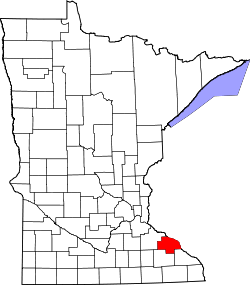 Karte von Wabasha County innerhalb von Minnesota