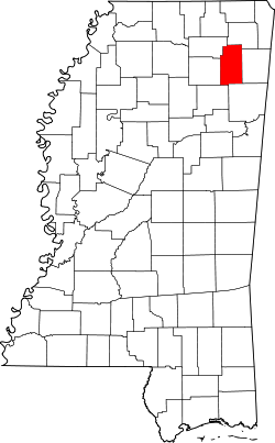 Karte von Lee County innerhalb von Mississippi