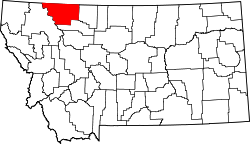 Karte von Glacier County innerhalb von Montana