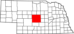Karte von Custer County innerhalb von Nebraska