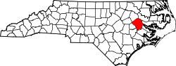 Karte von Pitt County innerhalb von North Carolina