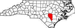 Karte von Sampson County innerhalb von North Carolina