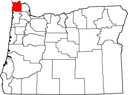 Karte von Clatsop County innerhalb von Oregon