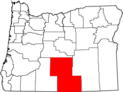 Karte von Lake County innerhalb von Oregon