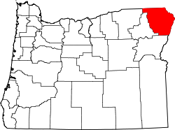 Karte von Wallowa County innerhalb von Oregon