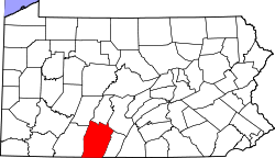 Karte von Bedford County innerhalb von Pennsylvania