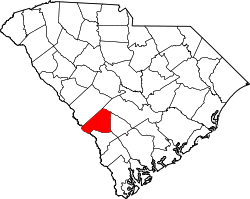 Karte von Barnwell County innerhalb von South Carolina