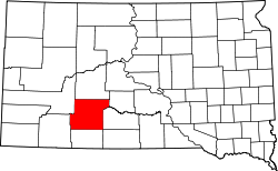 Karte von Jackson County innerhalb von South Dakota