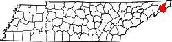 Karte von Carter County innerhalb von Tennessee