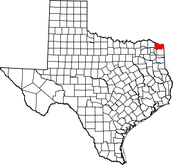 Karte von Bowie County innerhalb von Texas