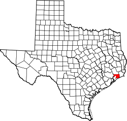 Karte von Chambers County innerhalb von Texas