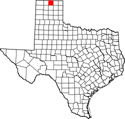 Karte von Hansford County innerhalb von Texas
