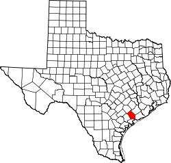 Karte von Jackson County innerhalb von Texas