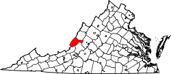 Karte von Alleghany County innerhalb von Virginia