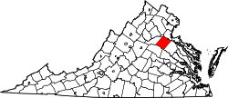 Karte von Spotsylvania County innerhalb von Virginia