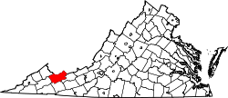 Karte von Tazewell County innerhalb von Virginia