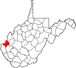 Karte von Cabell County innerhalb von West Virginia
