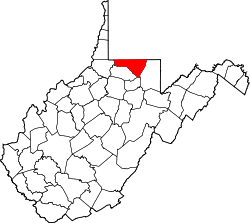 Karte von Monongalia County innerhalb von West Virginia