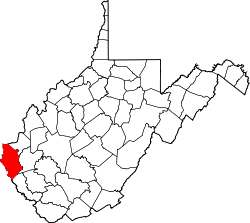 Karte von Wayne County innerhalb von West Virginia
