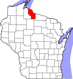 Karte von Iron County innerhalb von Wisconsin