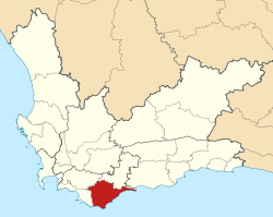 Map of the Western Cape with Cape Agulhas highlighted (2011).svg