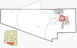 Pima County Incorporated and Unincorporated areas South Tucson highlighted.svg