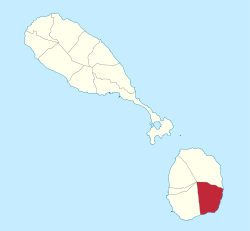 Die Lage von Saint George (Nevis) auf der Insel Nevis