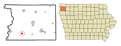 Sioux County Iowa Incorporated and Unincorporated areas Ireton Highlighted.svg