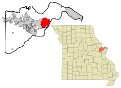 St. Charles County Missouri Incorporated and Unincorporated areas St. Charles Highlighted.svg