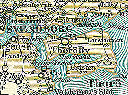 Thurø auf einer Karte von ca. 1900