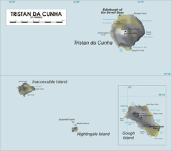 Karte von Tristan da Cunha mit Middle Island