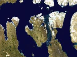 Satelliten-Fotomontage der Prince-of-Wales-Insel