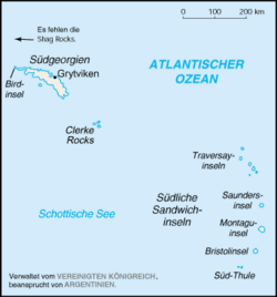 Lage von Südgeorgien und den Südlichen Sandwichinseln