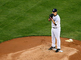 Phil Hughes auf dem Mound des Yankee Stadiums (2008)