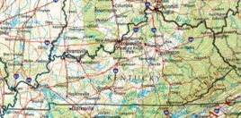 Geographische Karte Kentuckys