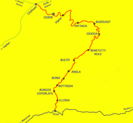 Strecke der Bahnstrecke Tirso–Chilivani