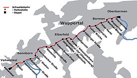 Strecke der Wuppertaler Schwebebahn