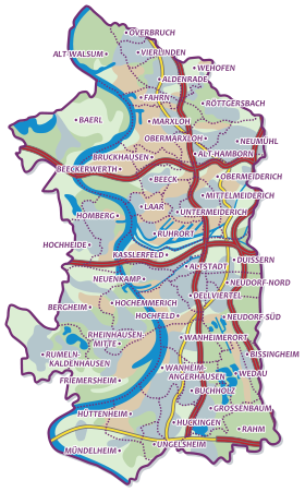 Karte der Stadt Duisburg