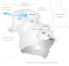 Karte von St. Martin im Calfeisental
