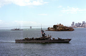 Die USS Sample vor Alcatraz