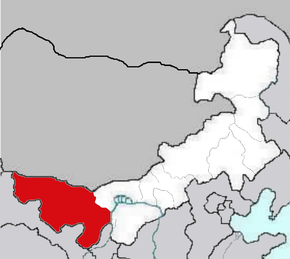 Karte mit der Lage von Alxa im Autonomen Gebiet Innere Mongolei